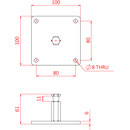 DOUGHTY G1176 PLAQUE DE MONTAGE 100 x 100mm, pour Supaclamp, argent