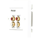 MUXLAB 500033-WP BALUN AUDIO plaque murale, 4-channel, 4x female RCA, 1-gang UK, blanc