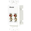 MUXLAB 500033-WP BALUN AUDIO plaque murale, 4-channel, 4x female RCA, 1-gang US, blanc