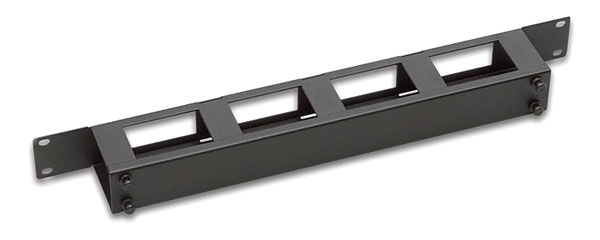 CANFORD PANNEAU GESTIONNAIRE DE CABLES horizontal, 4 "canaux", avec couvercle, 1U, noir