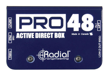 RADIAL PRO48 BOITE DE DIRECT active, mono, entrée jack 6.3mm, boucle jack 6.35mm