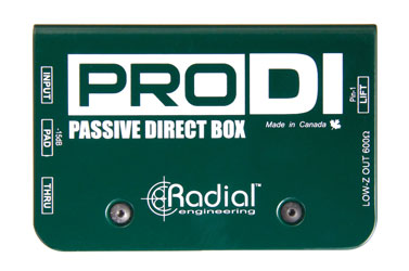 RADIAL PRODI BOITE DE DIRECT passive, mono, entrée jack 6.3mm, boucle jack 6.35mm