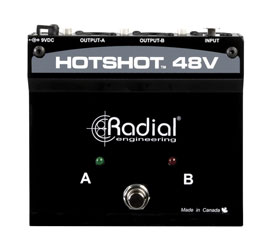 RADIAL HOTSHOT 48V COMMUTATEUR MICRO pédale, passif, 2x canaux de sortie