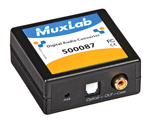 MUXLAB 500087 CONVERTISSEUR AUDIO NUM. S/PDif RCA, ent. Toslink, S/PDif RCA et sort. num. Toslink