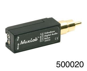 MUXLAB 500020 BALUN AUDIO NUMERIQUE RCA MALE, vis pour bornes