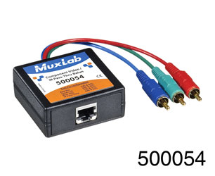 MUXLAB 500054 BALUN VIDEO COMPOSANTE ET IR TRAVERSANT 3x RCA mâle, RJ45, vis pour borne, mâle