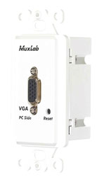 MUXLAB 500043-WP BALUN VIDEO plaque murale, VGA, côté PC, 1-gang US, blanc