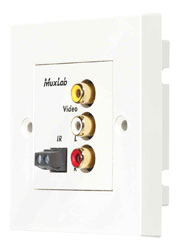 MUXLAB 500049-WP BALUN AUDIO/VIDEO plaque murale, 1x composite, IR pass-thru, 1-gang UK, blanc