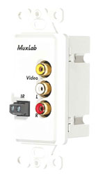 MUXLAB 500049-WP BALUN AUDIO/VIDEO plaque murale, 1x composite, IR pass-thru, 1-gang US, blanc