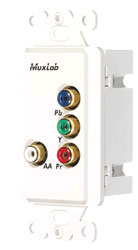 MUXLAB 500053-WP BALUN AUDIO/VIDEO plaque murale, 1x component, audio mono, 1-gang US, blanc