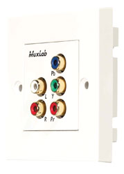 MUXLAB 500058-WP BALUN AUDIO/VIDEO plaque murale, 1x component, audio stéréo, 1-gang UK, blanc