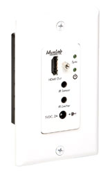 MUXLAB 500451-WP EXTENDER VIDEO plaque murale, récepteur, HDMI, UHD-4K, 1-gang US, Decora, blanc