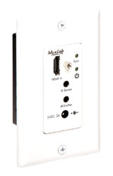 MUXLAB 500451-WP EXTENDER VIDEO plaque murale, émetteur, HDMI, UHD-4K, 1-gang US, Decora, blanc