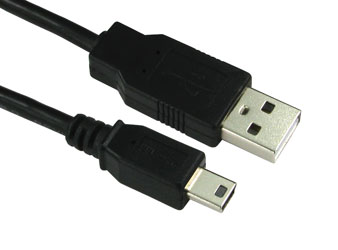 CORDON USB 2.0, Type A mâle - Type B-mini 5-pôles mâle, 2m