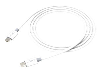 JOBY CHARGE AND SYNC CORDON USB-C vers USB-C, gaine PVC, 60W PD, 3A, 2m, blanc
