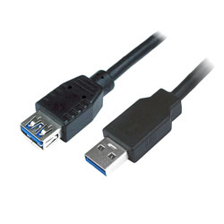 CORDON USB 3.0, Type A mâle - Type A femelle, 2m, noir