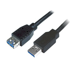 CORDON USB 3.0, Type A mâle - Type A femelle, 3m, noir