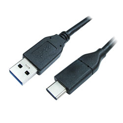 CORDON USB 3.1, Type A mâle - Type C mâle, 1m, noir