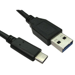 CORDON USB 3.1, mâle Type A - mâle Type C, 0.5m, noir