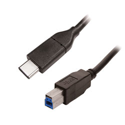 CORDON USB 3.1, type C mâle - type B mâle, 1m, noir