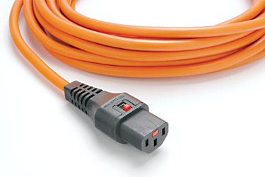 IEC-LOCK CORDON SECTEUR IEC verrouillable femelle C13 - IEC mâle C14, 3m, orange