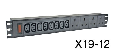 RPP X19-12 MULTIPRISE RACK 4x prises UK 13A + 8x IEC