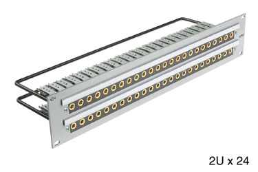 M&M PANNEAU DE CONNEXION GPO 2U, 2x 24 jacks en laiton, espace.mono en continu, noir