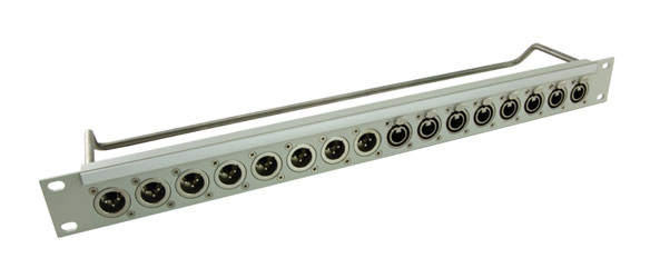 CANFORD PANNEAU DE CONNEXION XLR 1U 1x8 Neutrik XLRM (gauche), 1x8 Neutrik XLRF (droite), gris