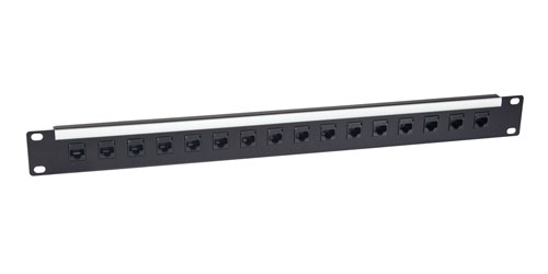 CANFORD PANNEAU DE CONNEXION RJ45 CAT5E économique, 1U, 1x16, traversant, non blindé, noir