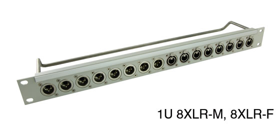 CANFORD CONNECT PANNEAUX DE CONNEX.XLR1U 1x8 Canford XLRM (gauche), 1x8 Canford XLRF (droite), gris