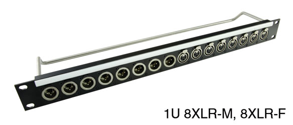 CANFORD CONNECT PANNEAUX DE CONNEX.XLR1U 1x8 Canford XLRM (gauche), 1x8 Canford XLRF (droite), noir