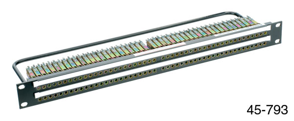 M&M PANNEAU DE CONNEXION TT 3+5, 1U, 2x 48 jacks, espacement mono, division centrale, noir