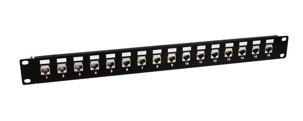 CANFORD PANNEAU DE CONNEXION CAT5E RJ45 1U, 1x16 traversées, blindé