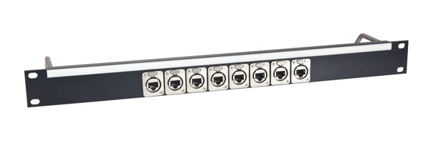 CANFORD PANNEAU DE CONNEXION ETHERCON 1U 1x8, CAT6A RJ45 traversant, noir