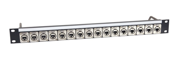 CANFORD PANNEAU DE CONNEXION ETHERCON 1U 1x16, CAT6A RJ45 traversant, noir