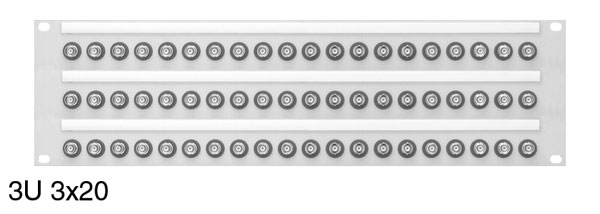 CANFORD PANNEAU DE CONNEXION BNC 3U 3x20 50 ohms, gris clair