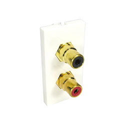 CANFORD MODULE AV économique, doublel RCA rouge/noir, type raccord, demi module, blanc