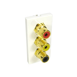 CANFORD MODULE AV économique, trois RCA rouge/noir/jaune, type raccod, demi module, blanc