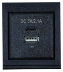 MUXLAB 500617 MODULE DE CONNEXION double chargeur USB, 1x Type A, 1x Type C, 5V DC