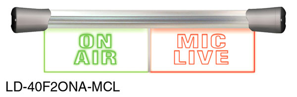 SONIFEX LDD-40F2ONA-MCL SIGNE LUM. LED SIGN affleurant,double, 2x 200mm, "On Air""Mic Live", cc 7-36v