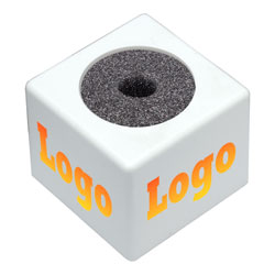 CANFORD BADGE MICRO plastique, carré, blanc, 1x logo sur 4 faces (indiquer les détails)