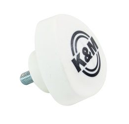 K&M 01-82-763-57 BOUTON DE SERRAGE M8 x 16/33mm, avec logo K&M, blanc