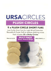 URSA STRAPS PLUSH CIRCLES BONNETTE MICRO poils courts, noir/blanc/beige (9 Circles/30 Stickies)