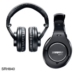 SHURE SRH840A CASQUE fermé, jack 3.5mm, adaptateur 6.35mm, cordon spiralé