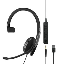 EPOS ADAPT 135T USB II MICRO-CASQUE monaural, certifié Microsoft Teams, jack 3,5mm/USB