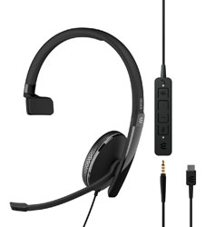 EPOS ADAPT 135T USB-C II MICRO-CASQUE monaural, certifié Microsoft Teams, jack 3,5mm/USB-C