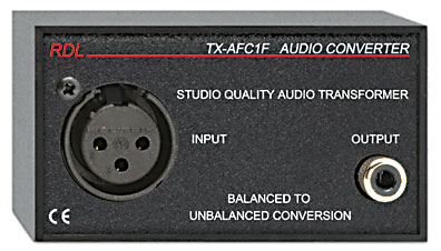 RDL TX-AFC1F CONVERTISSEUR AUDIO symétrique vers asymétrique, XLR3F vers RCA