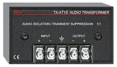 RDL TX-AT1S TRANSFO D'ISOLATION 600 ohms, 1:1, suppression des transitoires et HF, entr/sort bornes