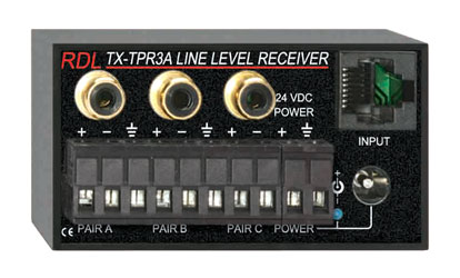 RDL TX-TPR3A RECEPTEUR FORMAT-A actif, trois paires, 3x RCA, 3x sortie ligne symétrique