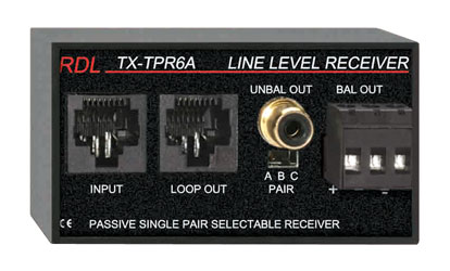 RDL TX-TPR6A RECEPTEUR FORMAT-A passif, une paire, 1x RCA, 1x sortie ligne symétrique